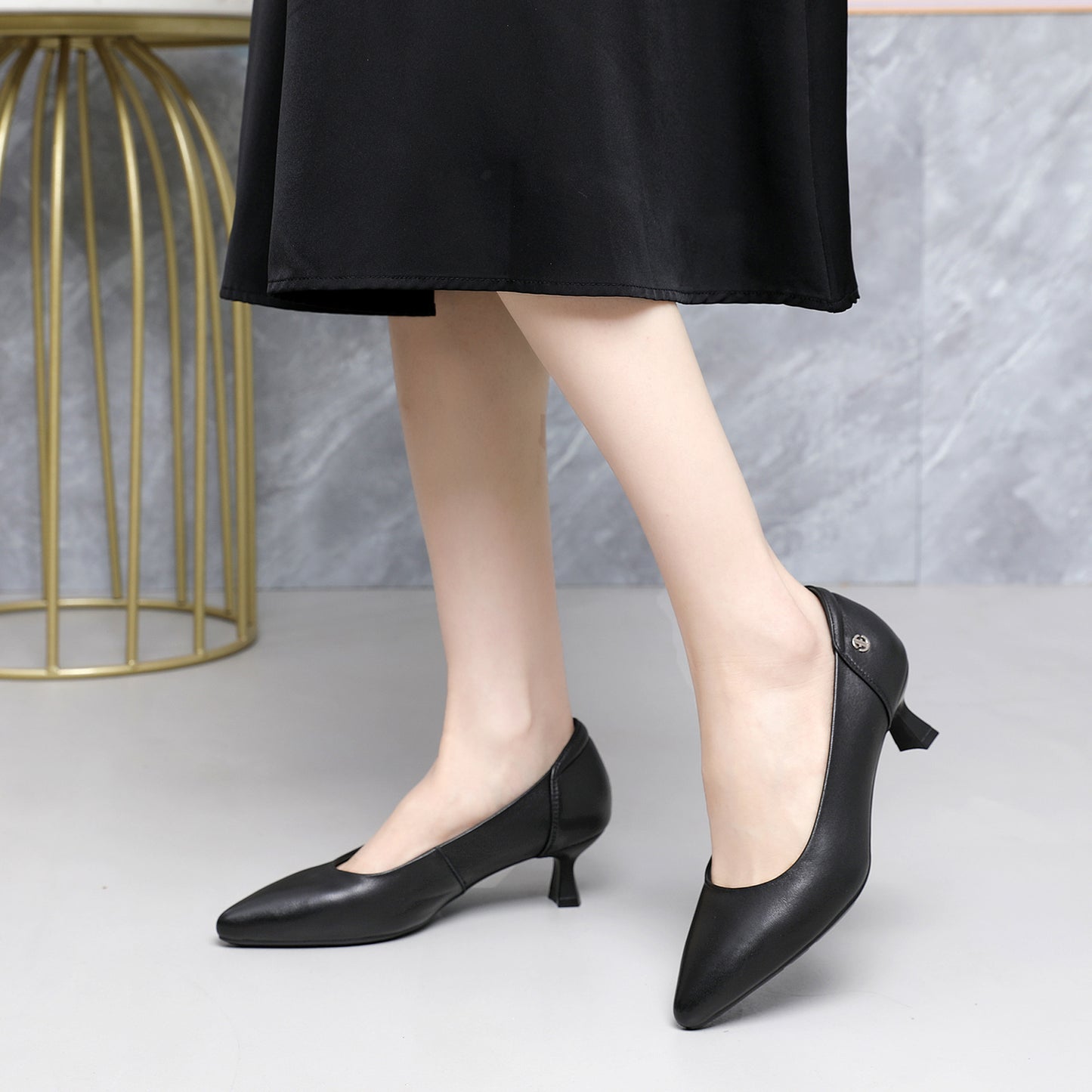 Women's Genuine Chunky Low-cut Spring Formal Wear High Heels