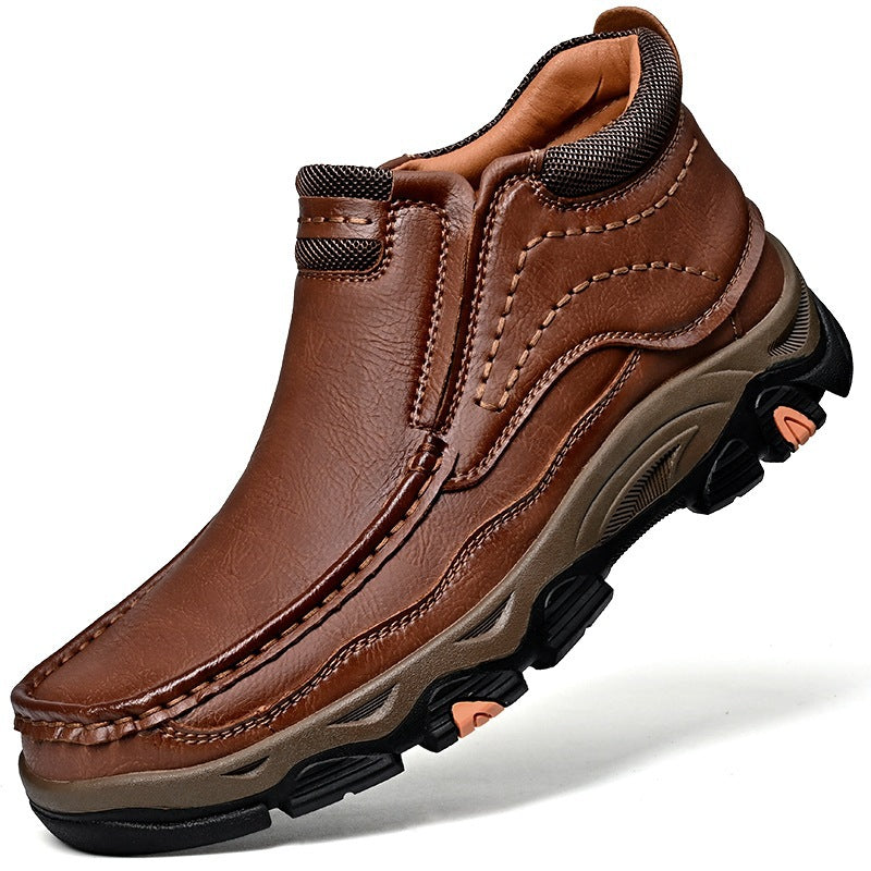 Men's Plus Size Thick Bottom Winter Men's Leather Boots