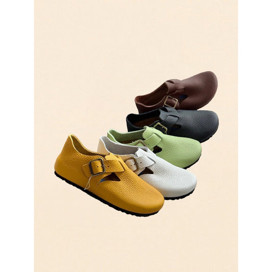 Women's Cowhide All-inclusive Cork Genuine Pumps Vintage Buckle Design Women's Fashion Shoes