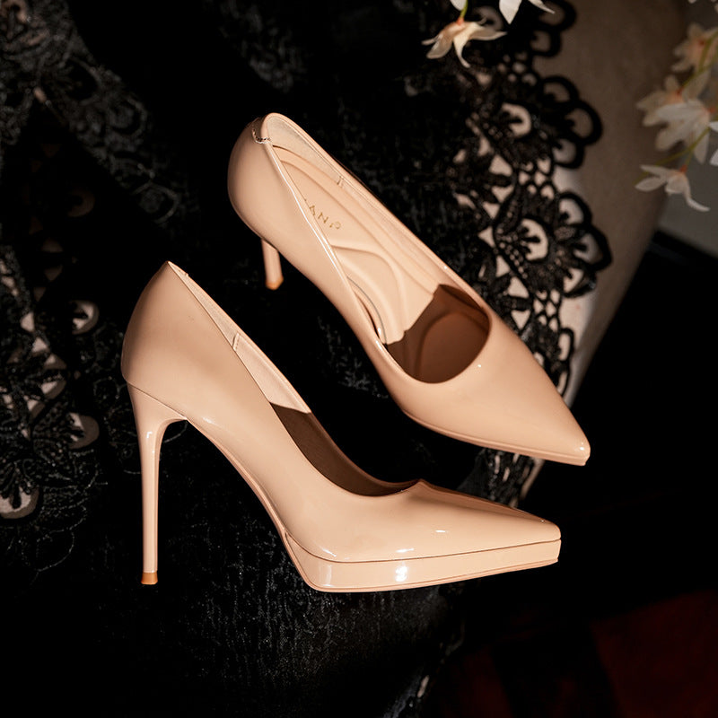 Feet Nude High Female Pointed Toe Patent Stilettos Sexy Etiquette Heels
