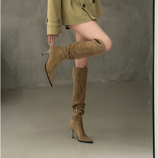 Stiletto High Female Niche Design Long Women's Leather Boots
