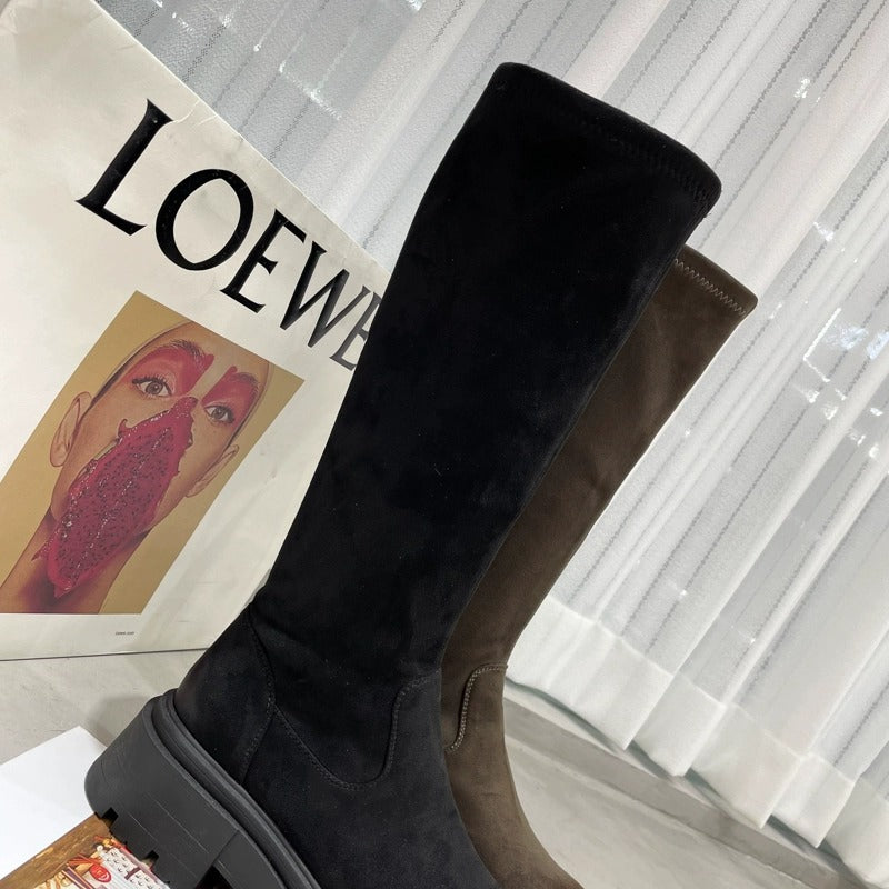 Women's Small High Leg Below The Knee British Style Back Boots