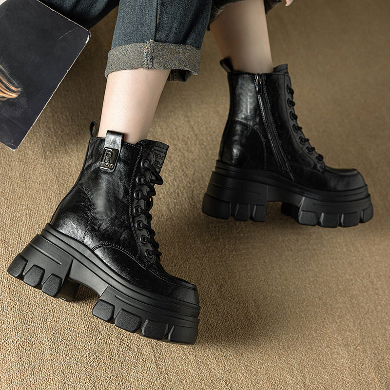 Women's Martin Elevator Fleece-lined Small Platform Ankle Retro Easy Boots