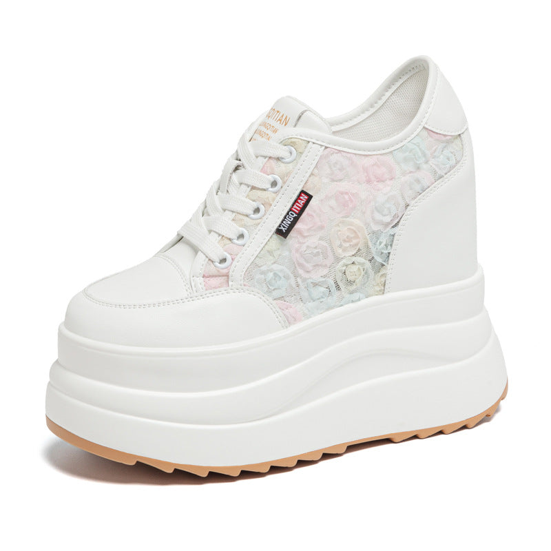 Women's Platform White Spring Height Increasing Insole Korean Style Women's Casual Shoes