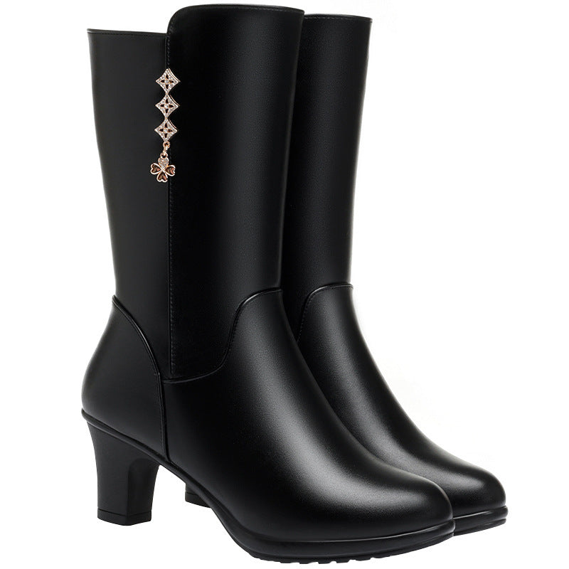 Mother Riding Female Fleece-lined Buskin Soft Boots