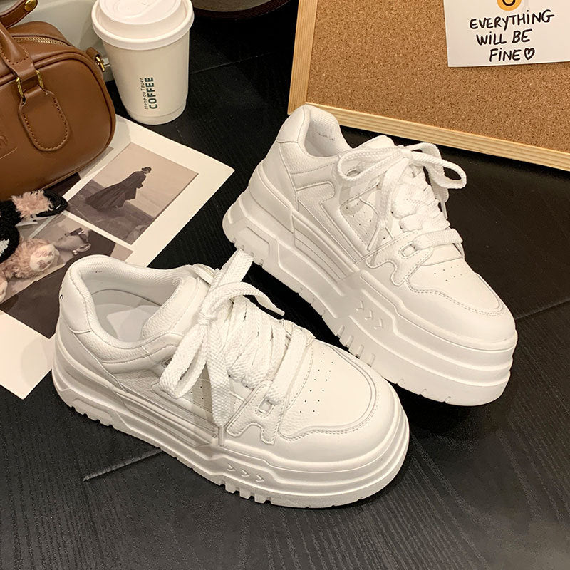 Women's Height Increasing Genuine Platform White Spring Women's Casual Shoes