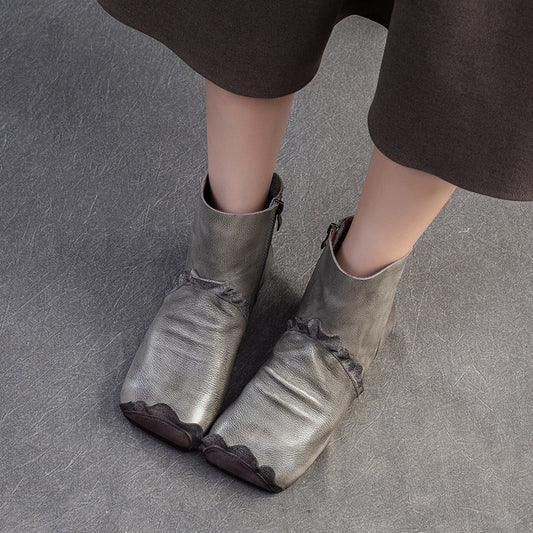 Bottom Single Side Zipper Top Layer Boots