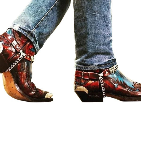 Men's Plus Size Pointed Toe Chunky Motorcycle Heels