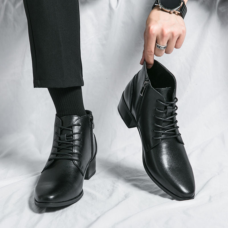 Men's Genuine Pointed Korean Trendy British Red Hair Stylist Men's Martin Boots