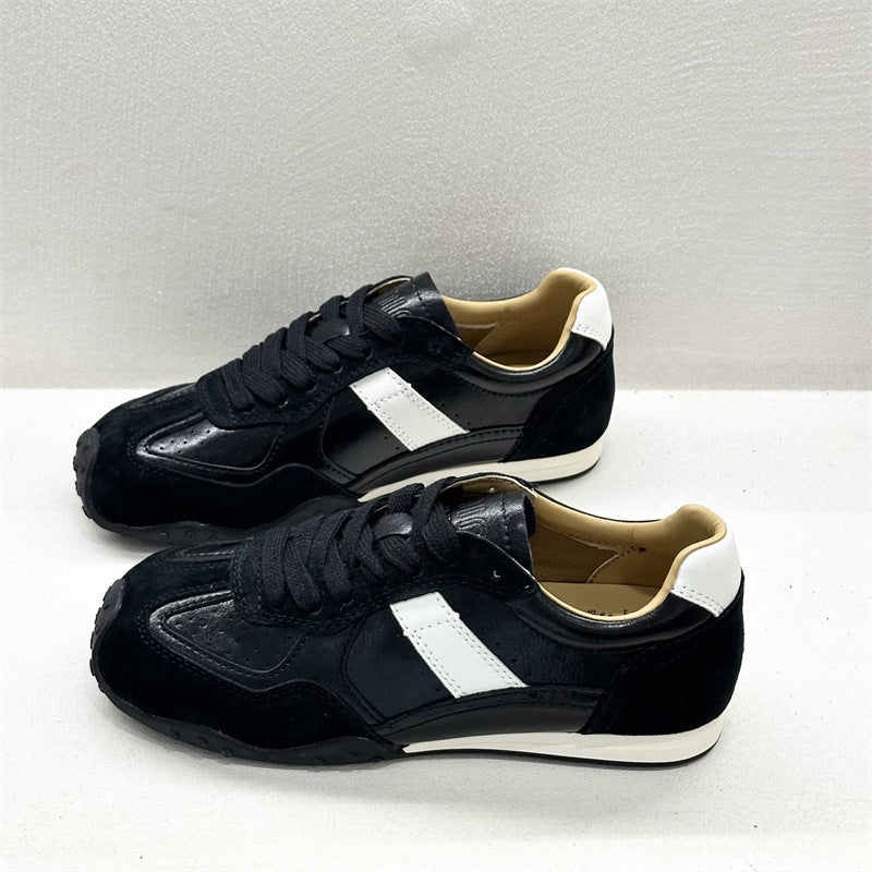 Women's Genuine Skate Black Soft End Retro Coffee Color Mountaineering Flat Sports Casual Shoes