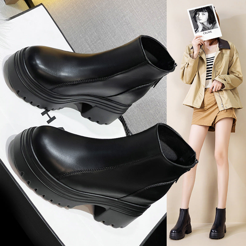 British Style Small Hight Increasing Martin Thick Bottom Heels