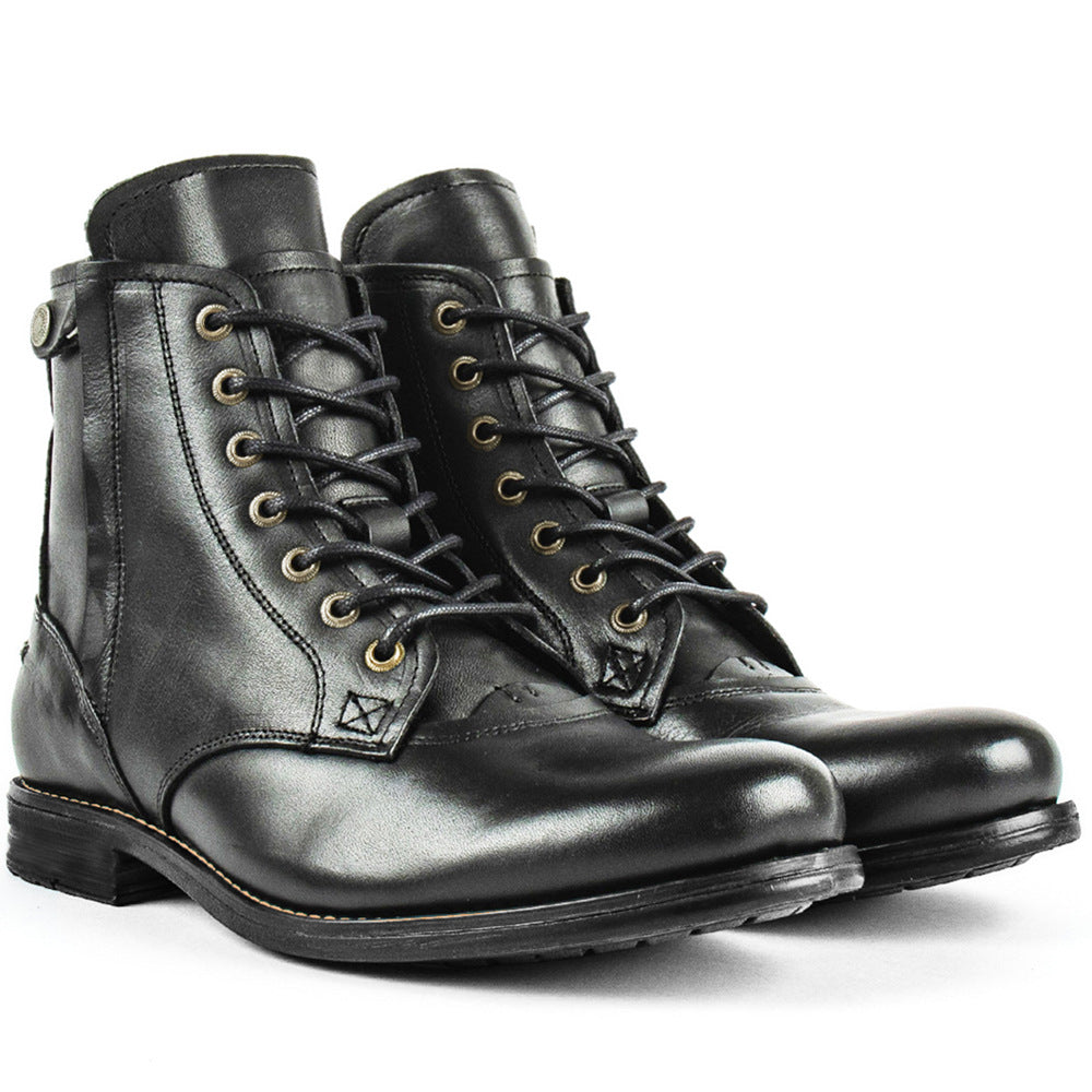 Men's Knight Series Brushed Two-color Side Zipper Large Boots