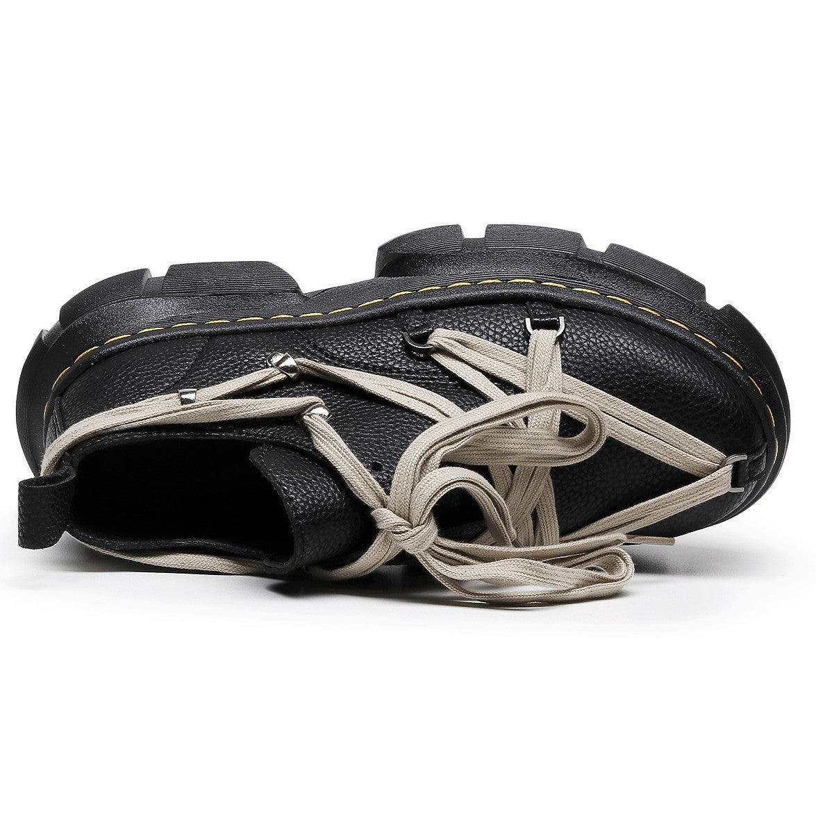 Trendy Genuine Black Pentagram Platform Pumps Leather Shoes
