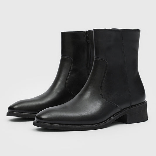 Men's Chunky Black High-grade High Top Ankle Pointed Men's Martin Boots