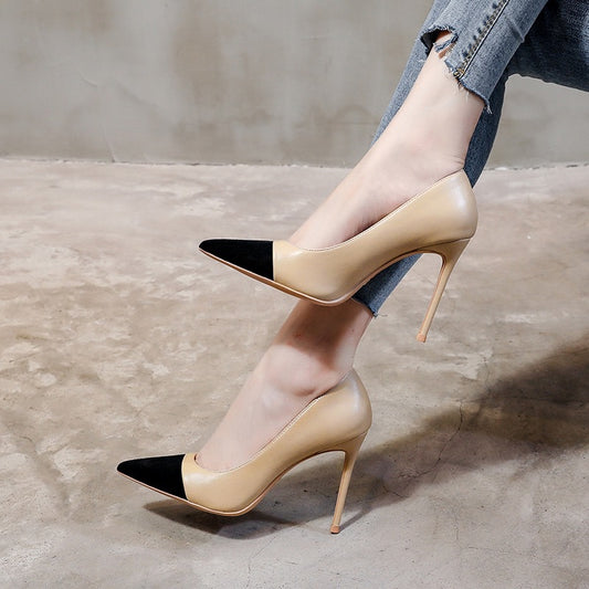 Women's Autumn High Stiletto Color Matching Style Nude Women's Shoes