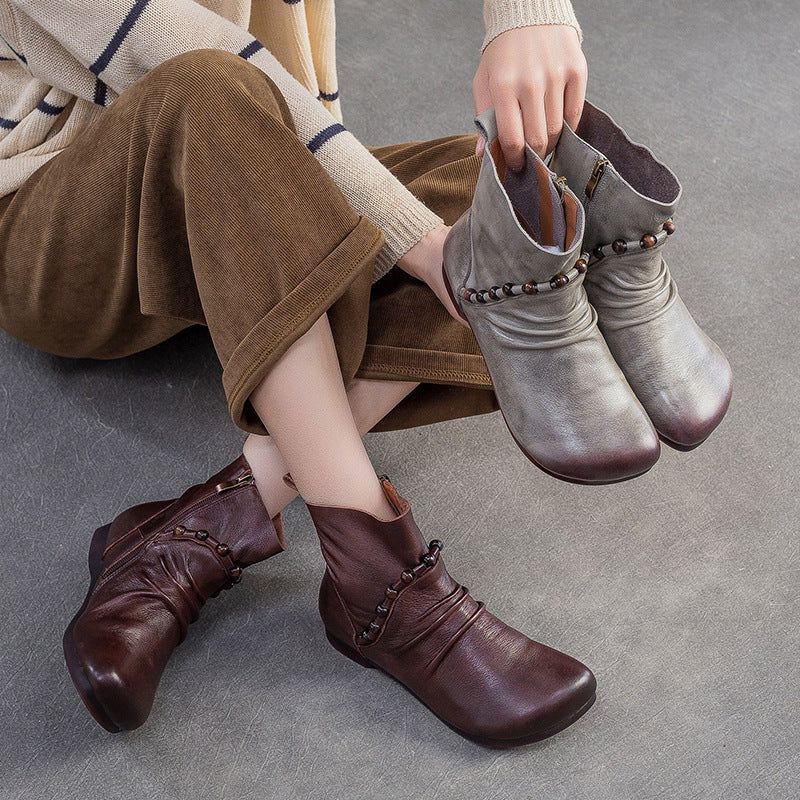 Women's Retro Fashion Ankle Side Zipper Comfortable Boots