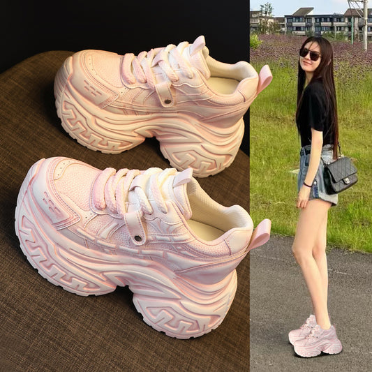 Women's Thick Bottom Height Increasing Insole Brushed Retro Style Dad Casual Shoes