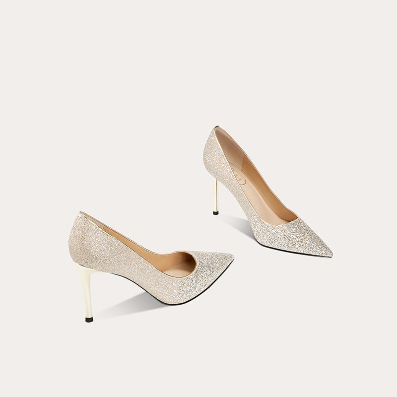 Women's Sequined Stiletto Main Yarn Wedding Bridal Women's Fashion Shoes