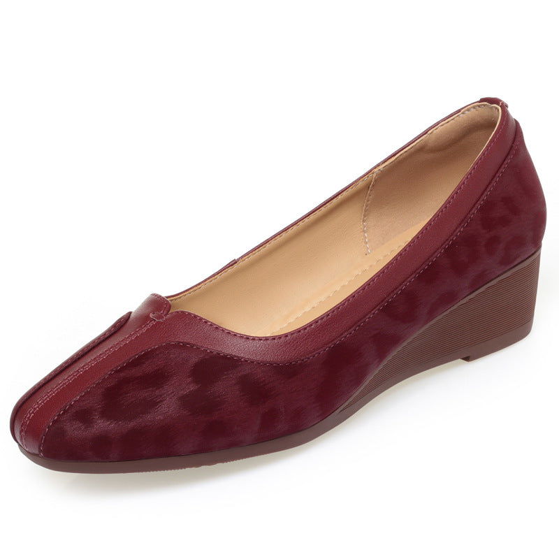 Women's Genuine Pumps Leopard Print Low-cut Soft Mom Women's Fashion Shoes