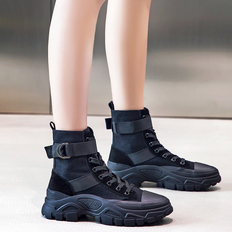 Women's Dr. Martens Autumn Three Colors Motorcycle Thin Breathable Handsome Increased Women's Leather Boots