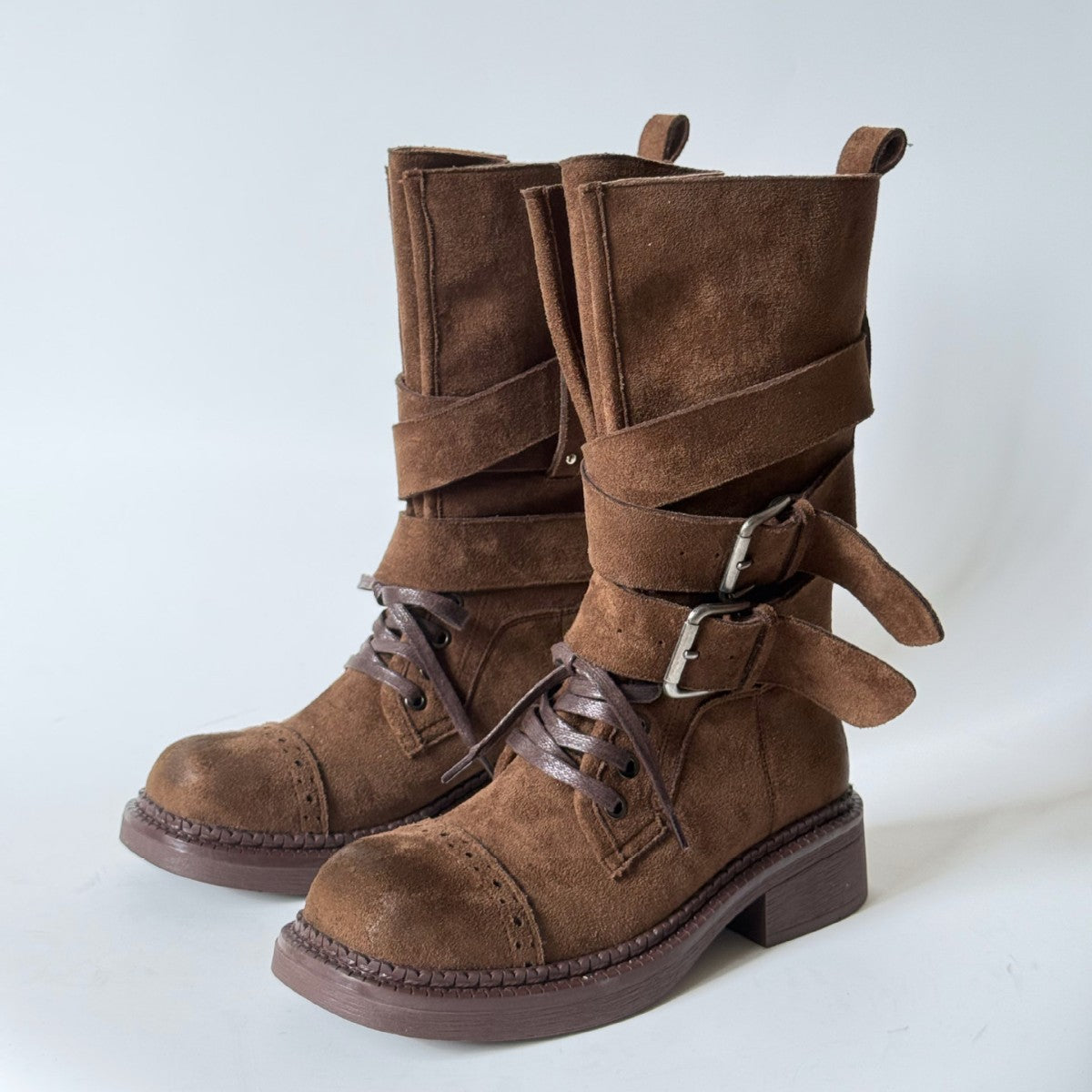 Women's Retro Martin Autumn Thick Bottom Belt Women's Leather Boots