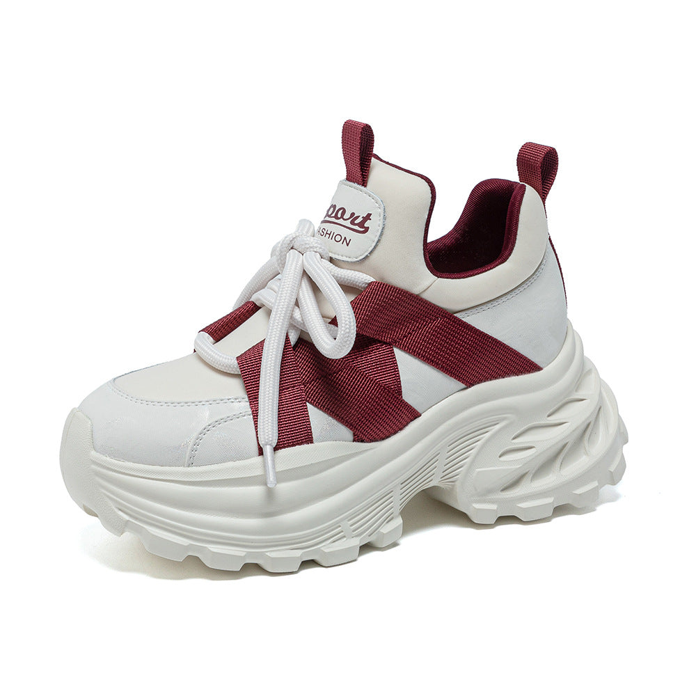 Women's Spring Life Red Dad Platform Soft Surface Warm Women's Sports Shoes
