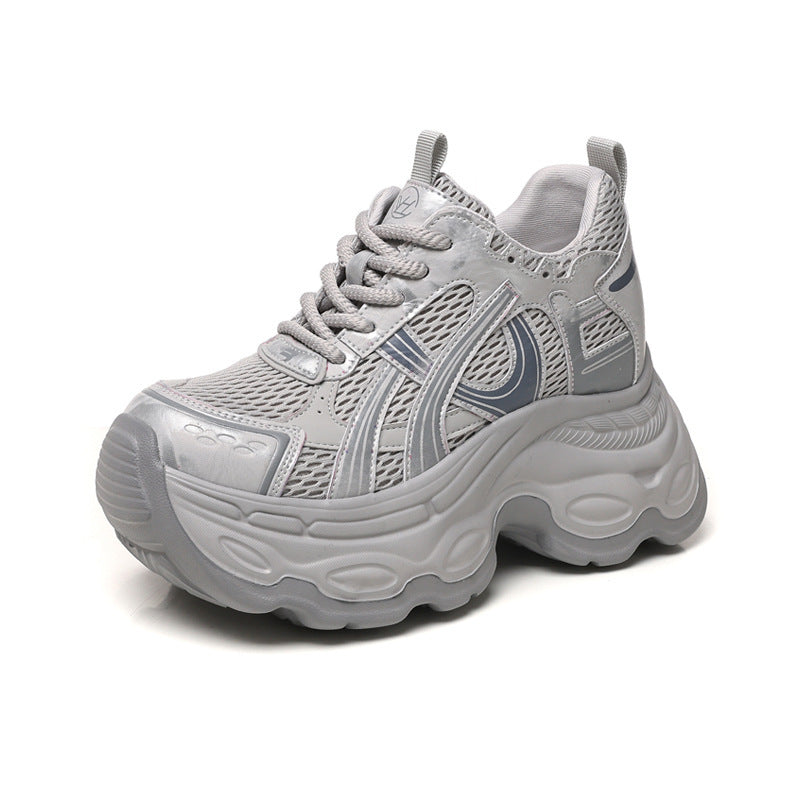 Women's Bottom Height Increasing Insole Mesh Breathable For Spring Muffin Sports Casual Shoes
