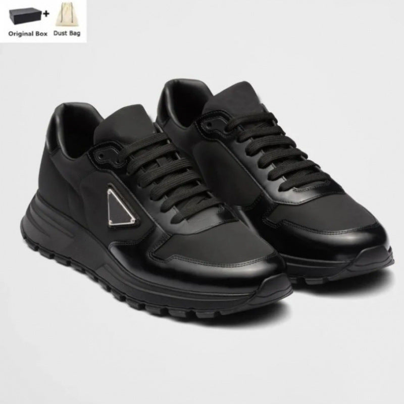 Logo Badge Platform Heightened Daddy Round Toe Lace Women's Sports Shoes
