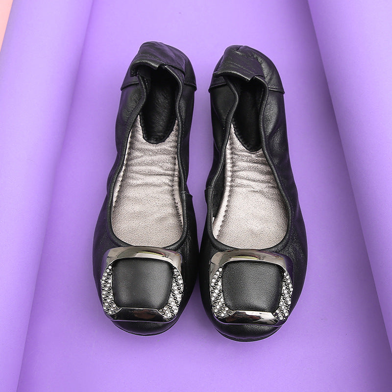 Women's Foldable Ballet Doug Shallow Mouth Soft Bottom Round Head Women's Casual Shoes