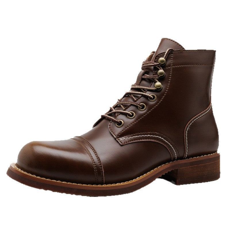 Worker Male American Retro Short Paratrooper Crazy Horse Men's Martin Boots