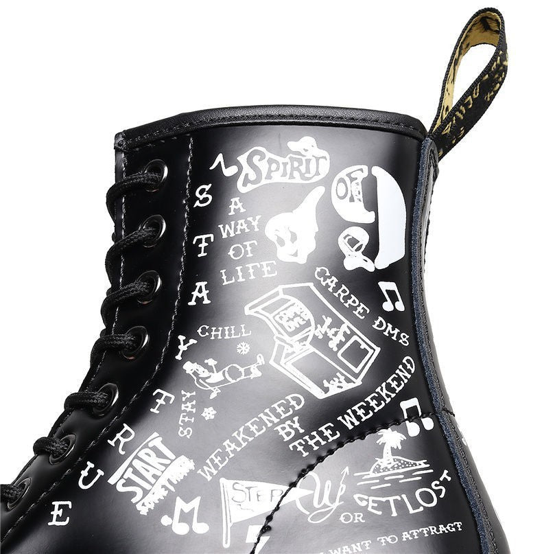 Women's & Men's Personalized Hard Skull Ankle Iti Round Toe Boots