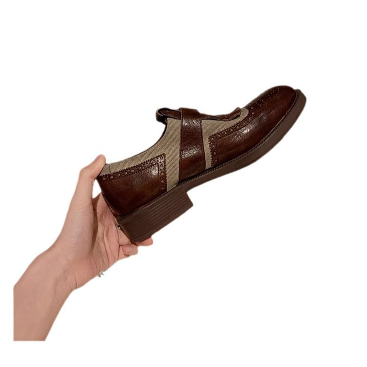 Version Heavy Retro Horse Carving Brogue Women's Fashion Shoes