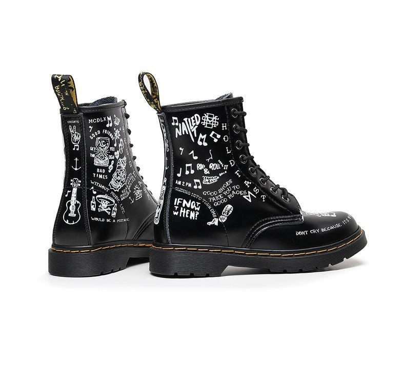 Women's & Men's Personalized Hard Skull Ankle Iti Round Toe Boots