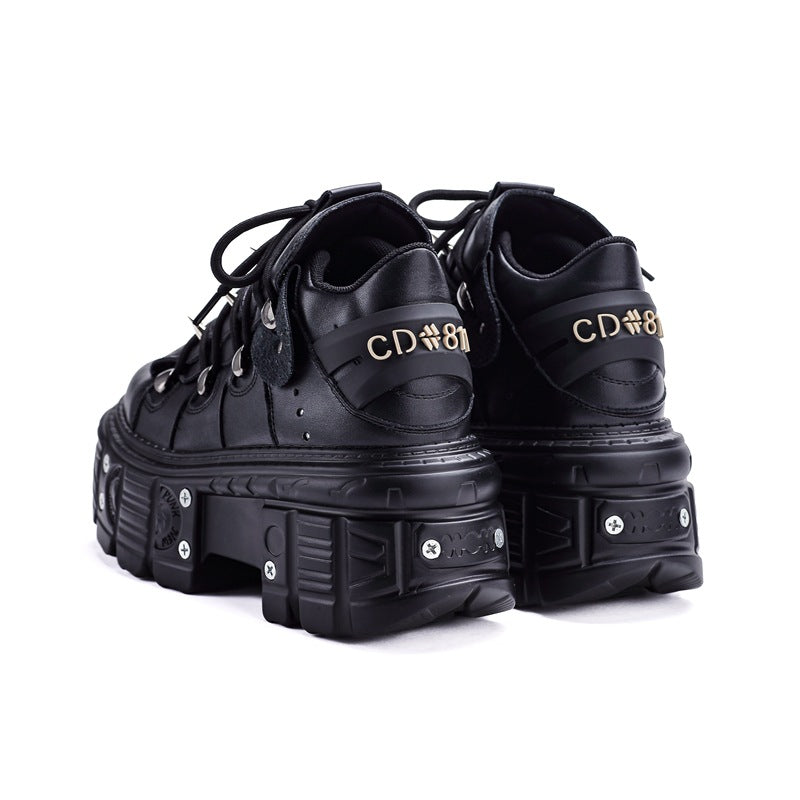 Women's Metal Platform Low Top Punk Goth Riveting Machine Boots