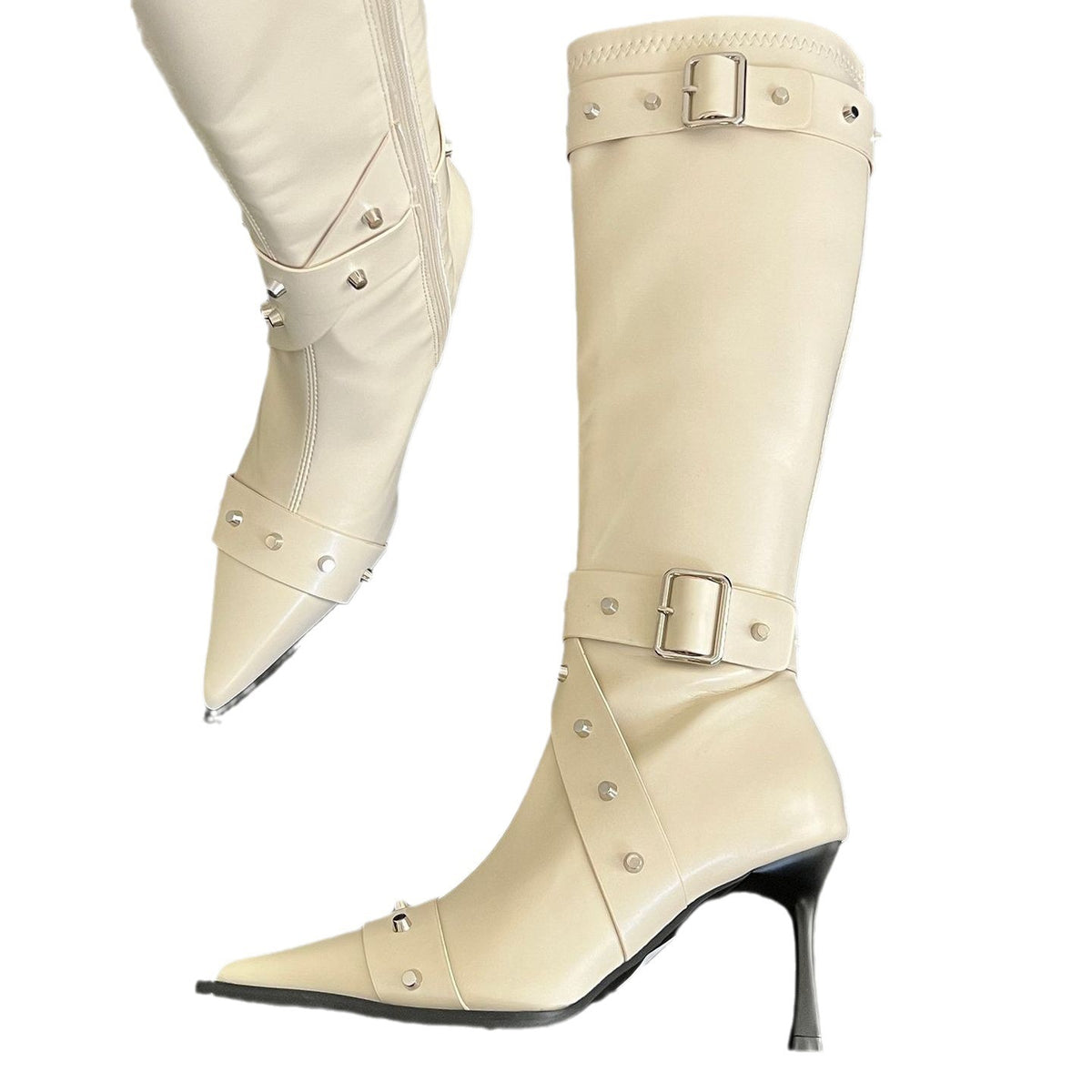 Women's Toe High Below The Knee Stiletto Tall Heels