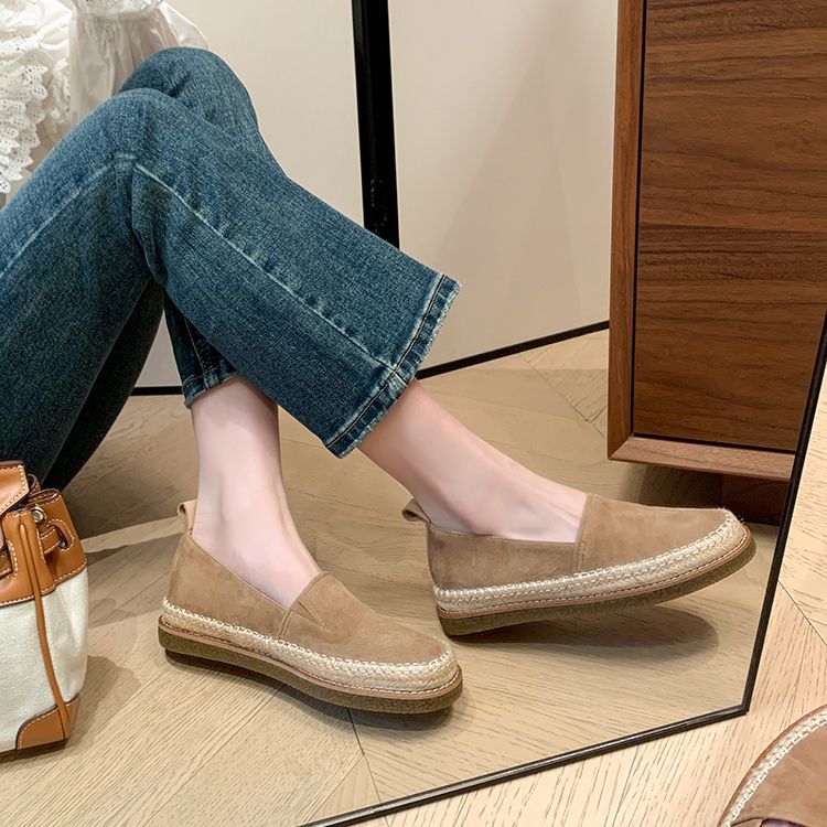 Women's Hemp Rope Flat Fisherman Leopard Print Loafers