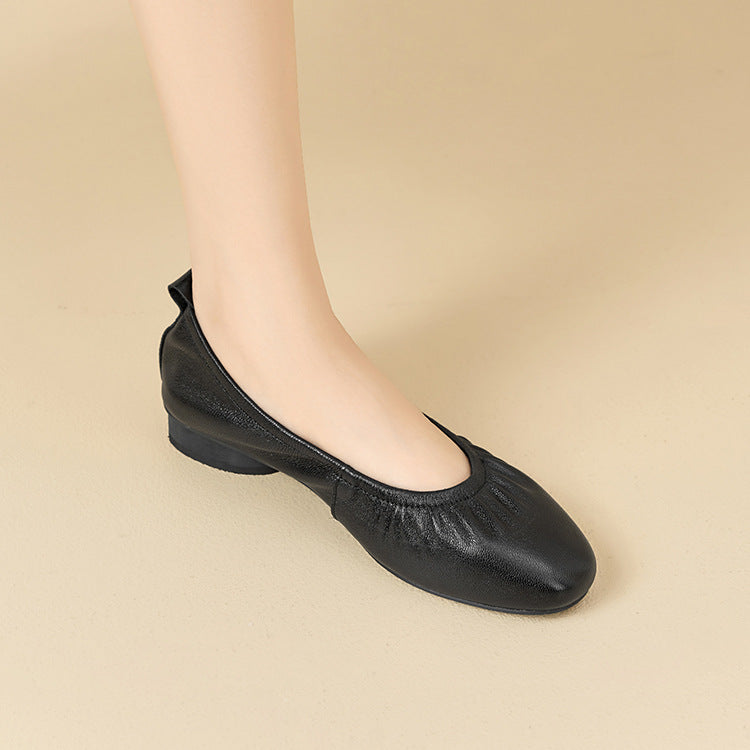 Women's Pumps Autumn Genuine Flat Slip-on Mary Leather Shoes