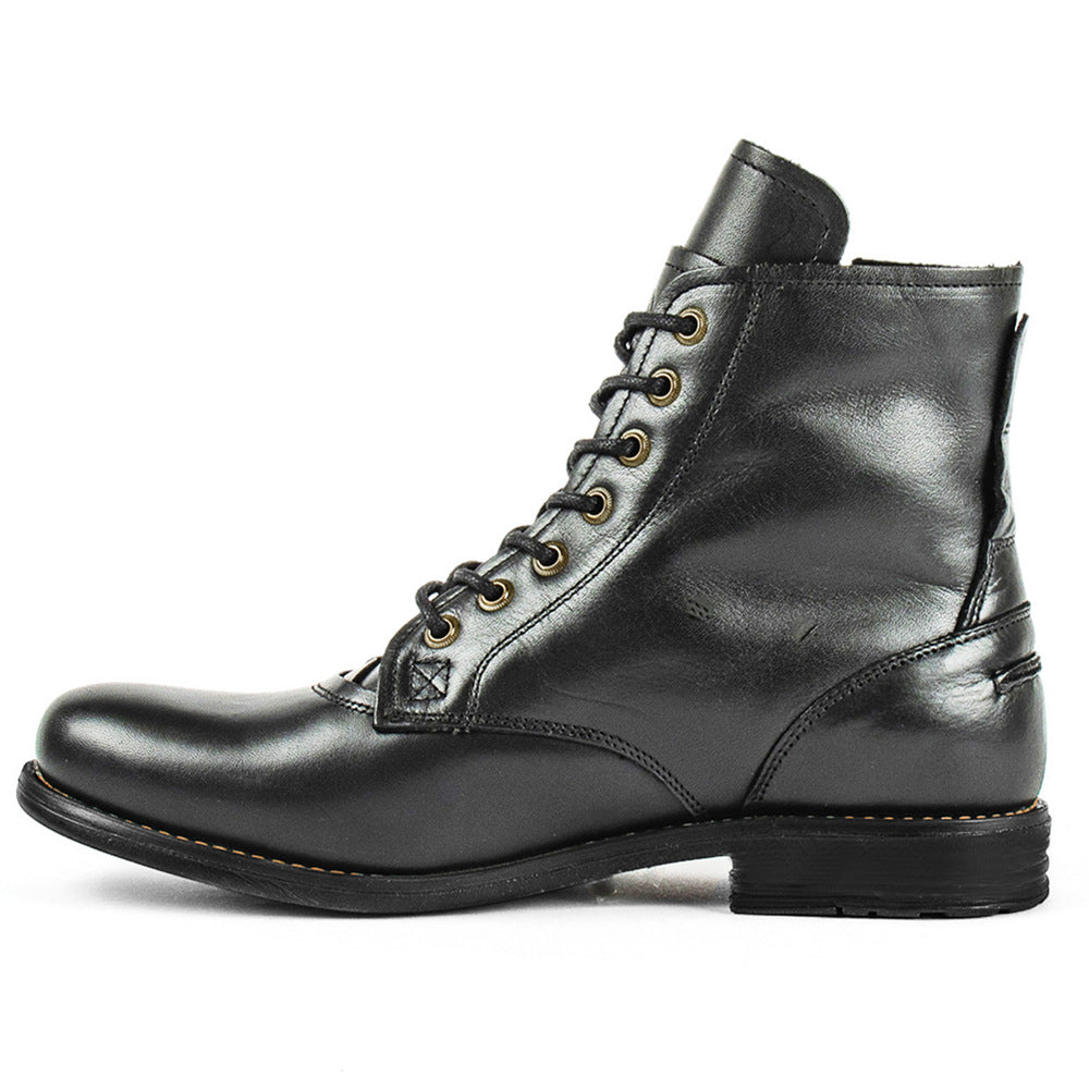 Men's Knight Series Brushed Two-color Side Zipper Large Boots