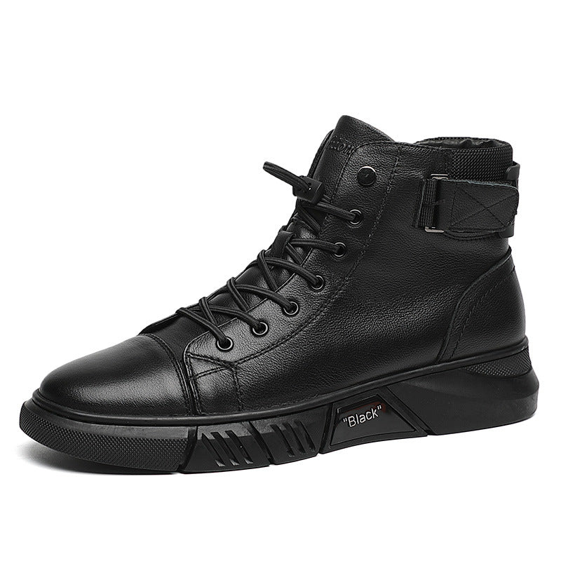 Men's Martin Fleece British Style Genuine Warm Men's Leather Boots