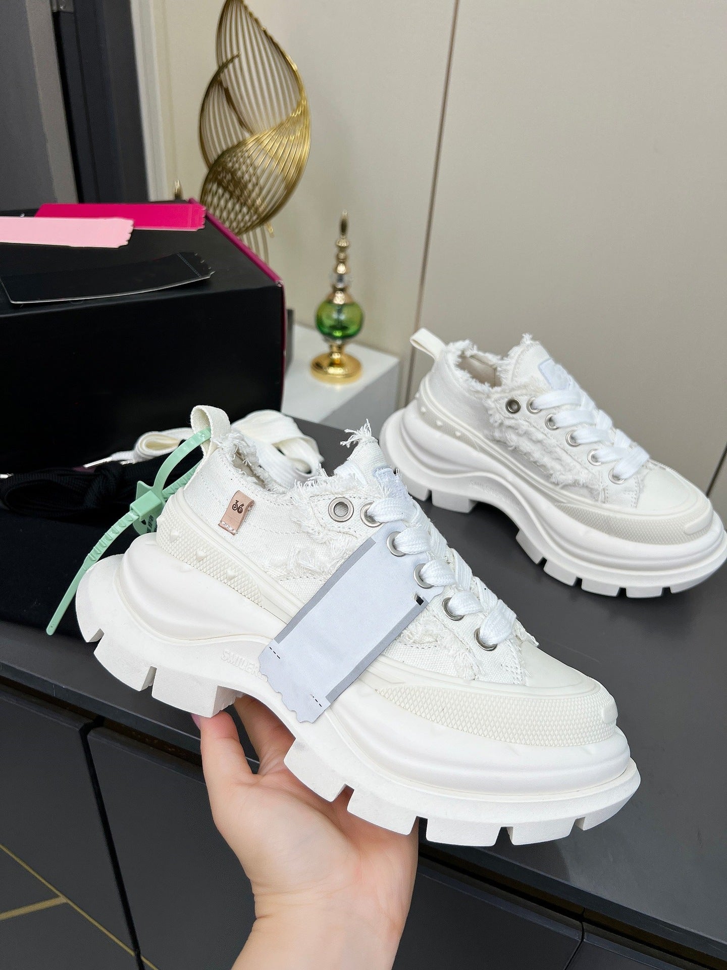 Jack Purcell Thick Bottom Small Heighten Round Head Lace Color Casual Shoes