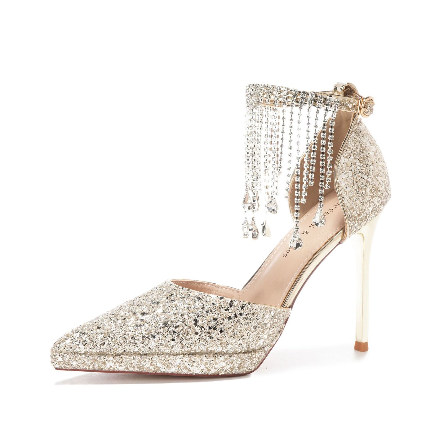 Crystal Tassel Rhinestone One-word With Waterproof Platform Women's Fashion Shoes