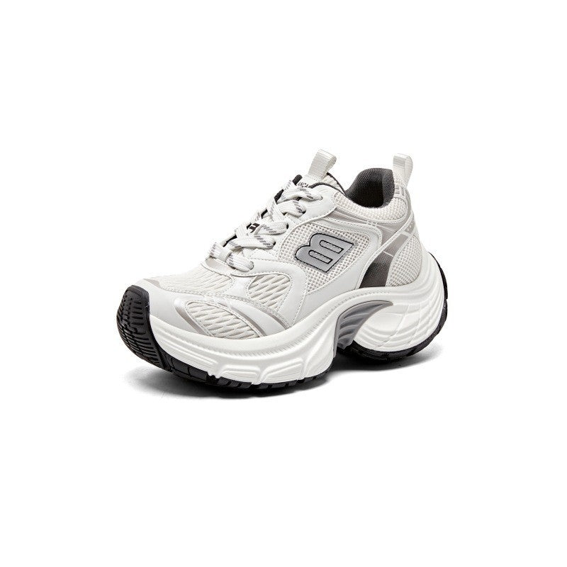 Women's White Platform Dad Spring Mesh Breathable Retro Lightweight Height Men's Shoes