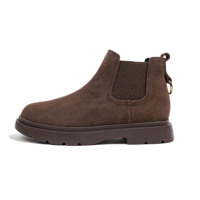 Women's Martin For British Style Mid Flat Frosted Women's Leather Boots