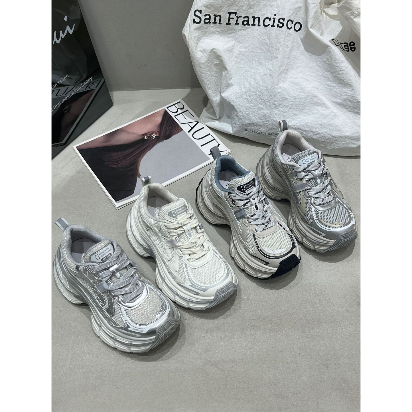 Women's Dad Spring Small Height Increasing Color Sneakers
