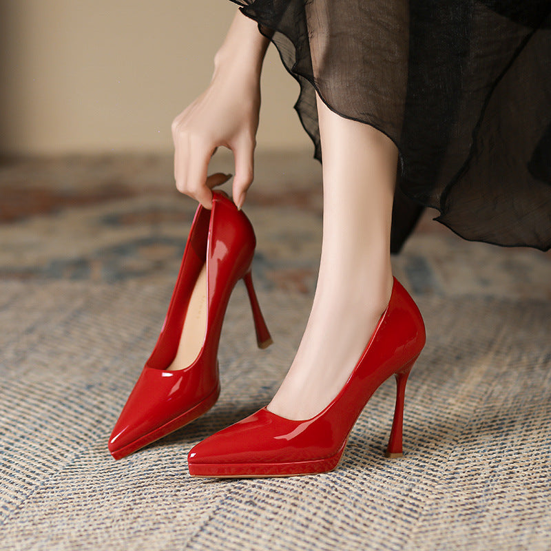 Women's Solid Color Patent Sexy Super High Platform Women's Fashion Shoes