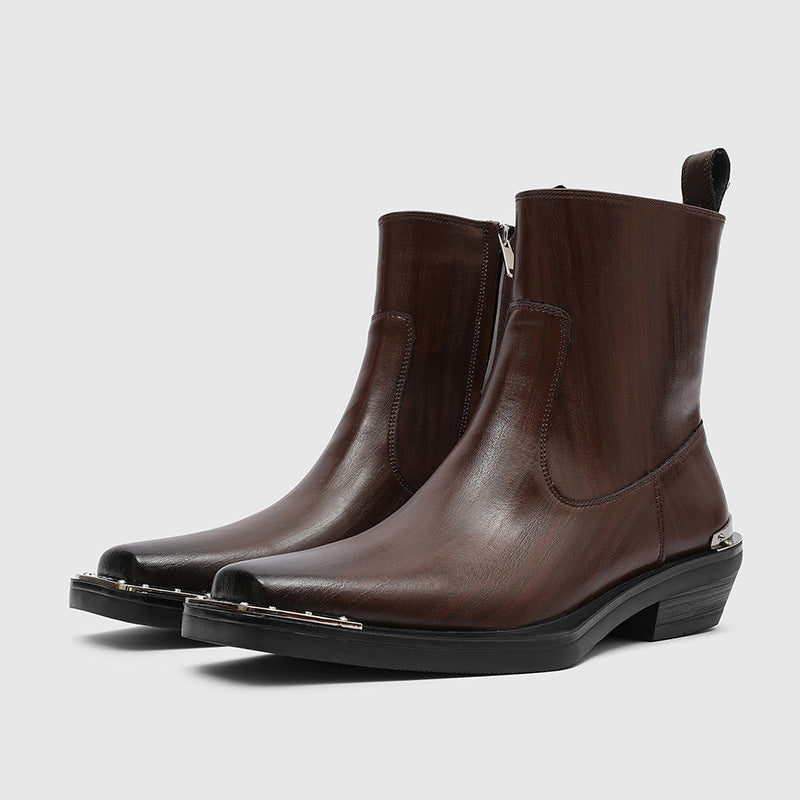 Men's High Chelsea Fashionable Square Toe Zipper Men's Martin Boots
