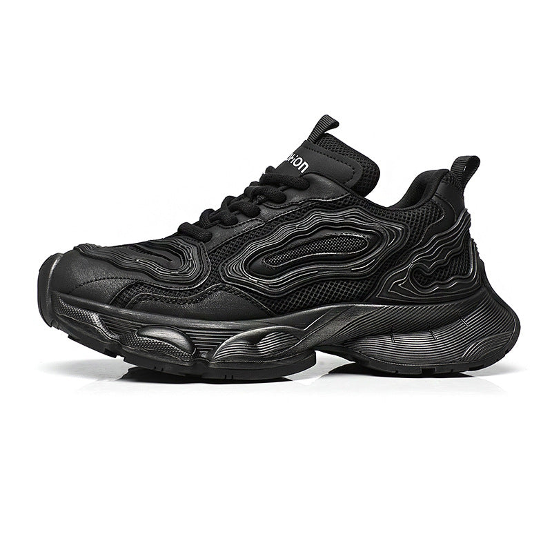 Men's Black Warrior Fashion Thick Bottom Brushed Men's Sports Shoes