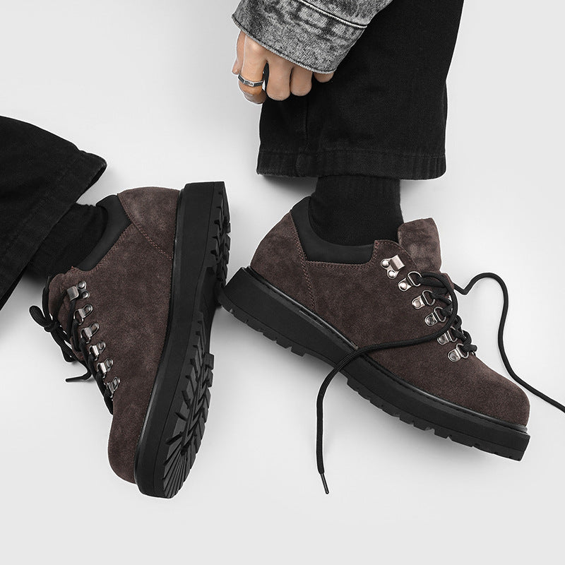Toe Invisible Elevated Comfortable American Retro Classic Winter Commute Men's Casual Leather Shoes