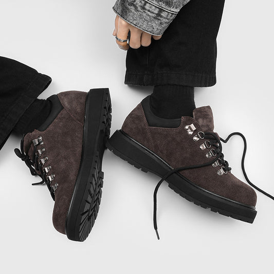 Toe Invisible Elevated Comfortable American Retro Classic Winter Commute Men's Casual Leather Shoes