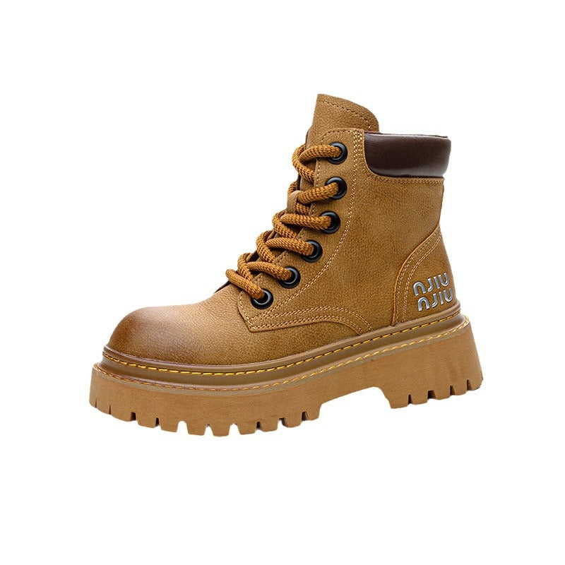 Women's Platform Martin Chunky Worker Outdoor Motorcycle Women's Leather Boots